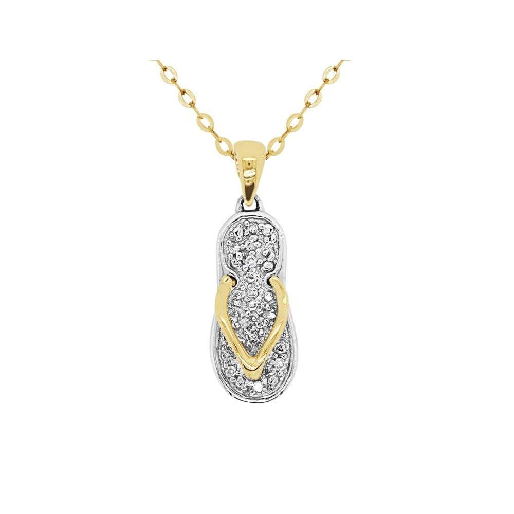 9ct Two Tone Diamond Set Thong Charm