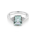 9ct White Gold Green Amethyst Art Deco Ring