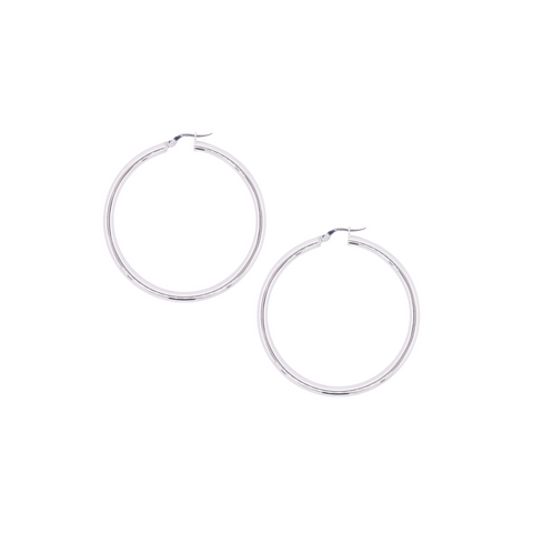 Sterling Silver 40mm Italian Hoops
