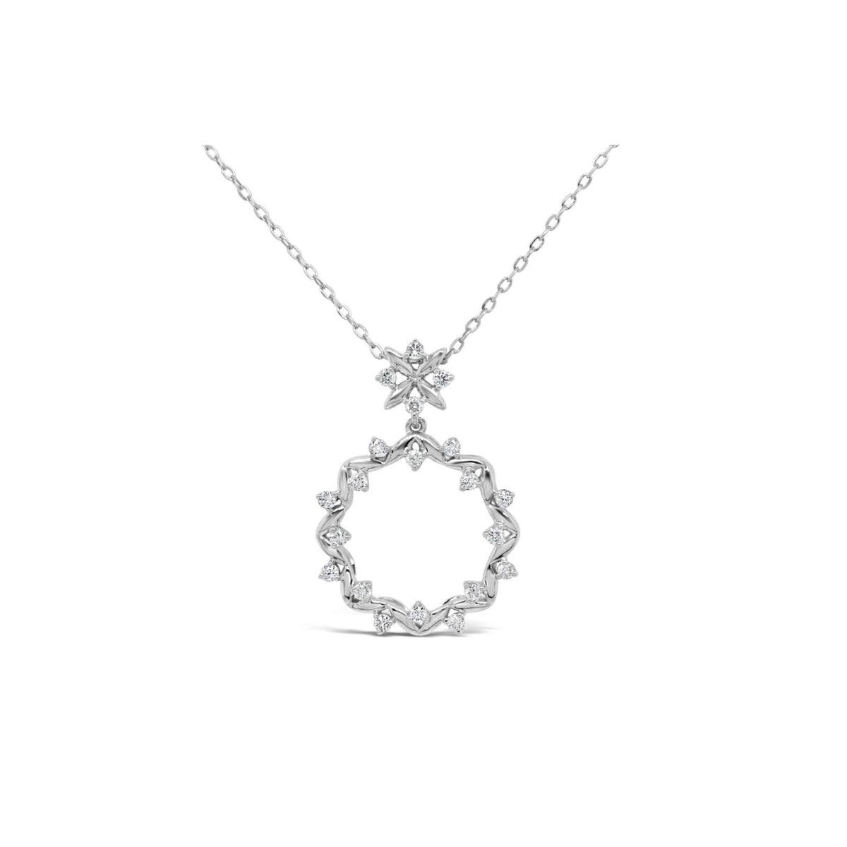 9ct White Gold Diamond Set Wreath Pendant