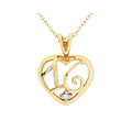 9ct Yellow Gold Diamond Set 16 Heart Pendant