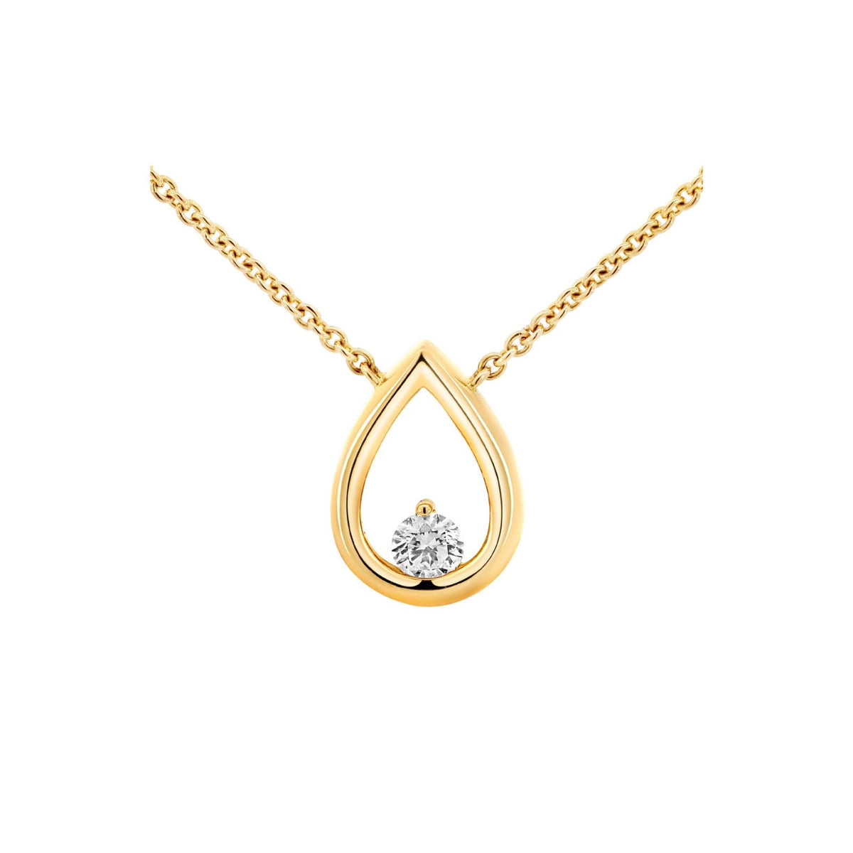 9ct Yellow Gold Diamond Pear Necklace