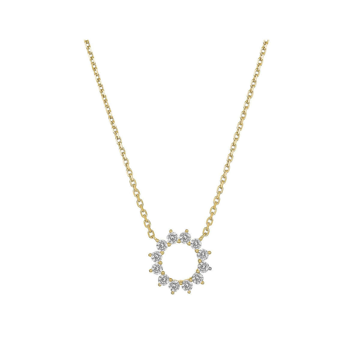 9ct Yellow Gold Diamond Set Myriad Flower Necklet