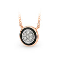 9ct Rose Gold Diamond & Black Enamel Pendant