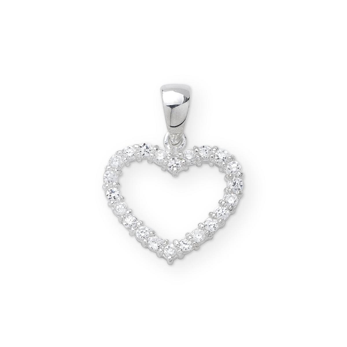 Sterling Silver Cubic Zirconia Set Heart Pendant