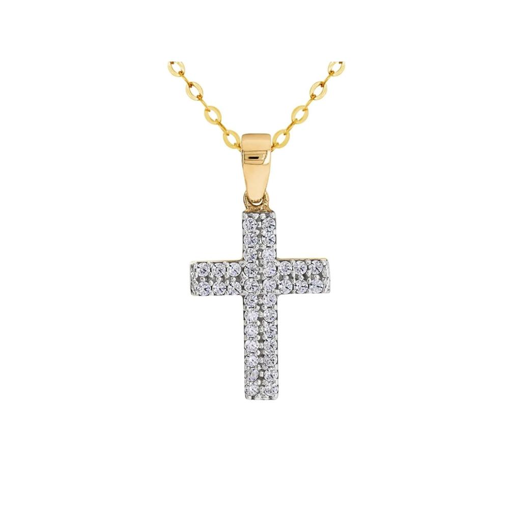 9ct Yellow Gold Cubic Zirconia Cross