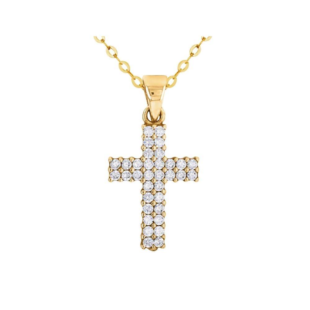 9ct Yellow Gold Cubic Zirconia Cross