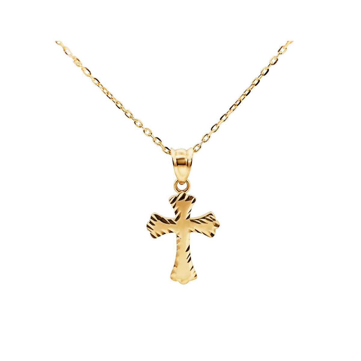 9ct Italian Yellow Gold Cross With Diamond Cut Edges