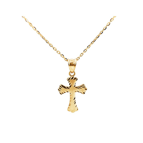 9ct Italian Yellow Gold Cross With Diamond Cut Edges