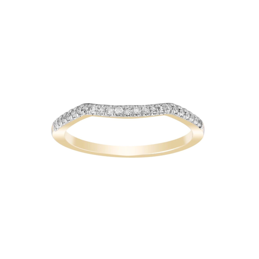 9ct Yellow Gold Curved Diamond Wedding Ring