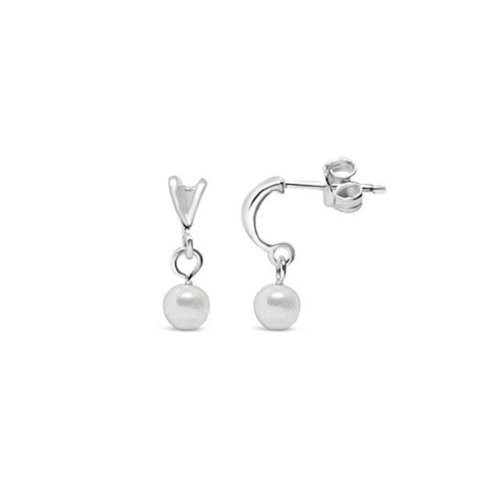 Sterling Silver Freshwater Pearl Drop Stud Earrings