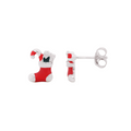 Sterling Silver Enamel Christmas Stocking Studs