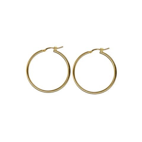Yellow Gold Plated Plain Hoop Earrings