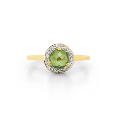 18ct Yellow Gold Peridot & Diamond Ring