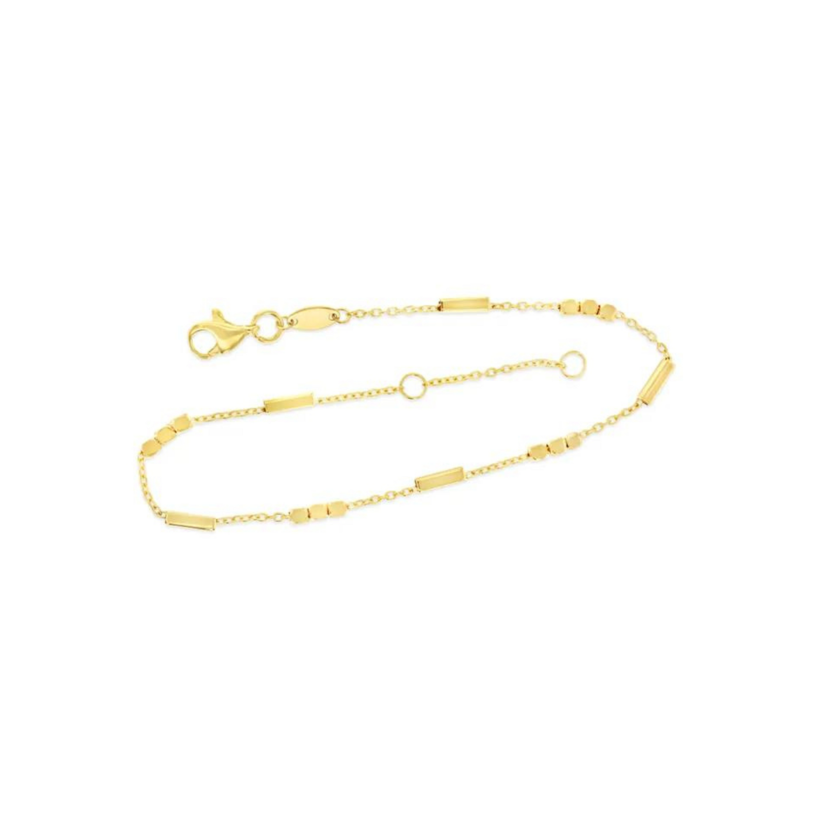 9ct Yellow Gold Cable Bracelet With Bar & Square Balls