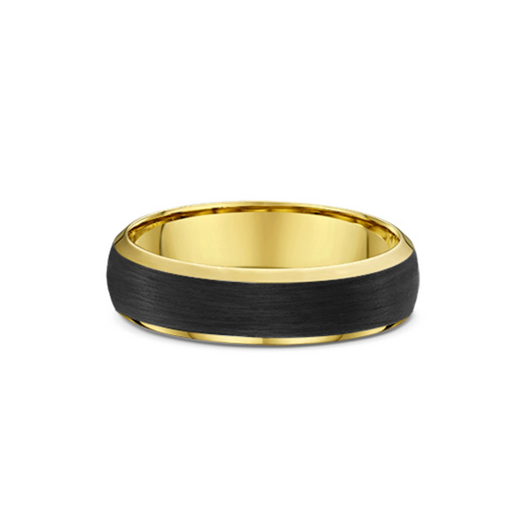 Men's 9ct Yellow Gold & Carbon Fibre Wedding Ring