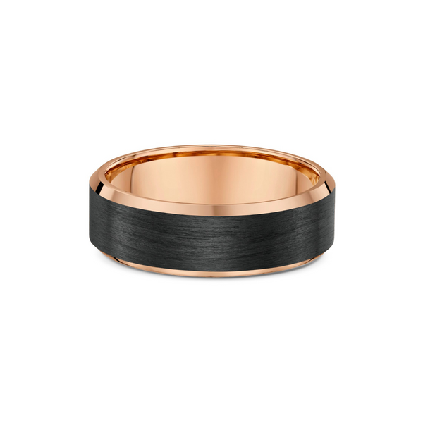 Men's 9ct Rose Gold And Carbon Fibre Wedding Ring