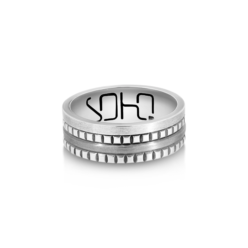 Sterling Silver & Titanium Ring With Polished Pattern My Jewellery Shop