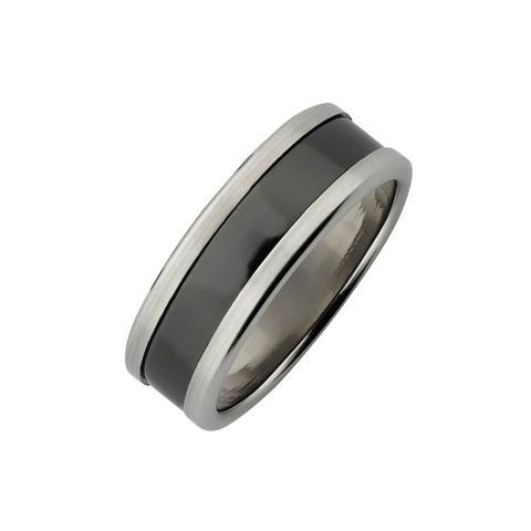Men's Titanium & Black Zirconium Wedding Ring - alternate view