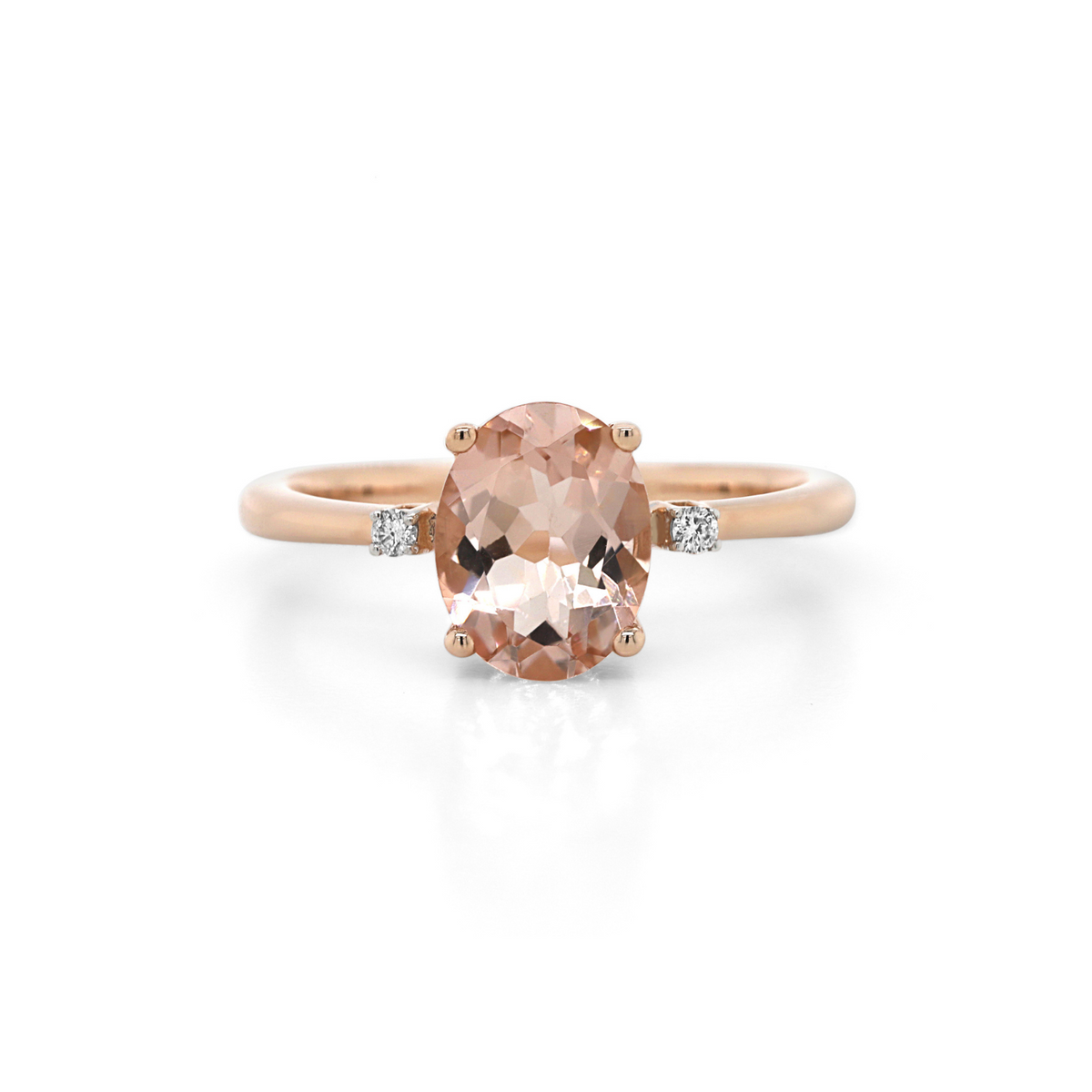 9ct Rose Gold Oval Morganite & Diamond Ring