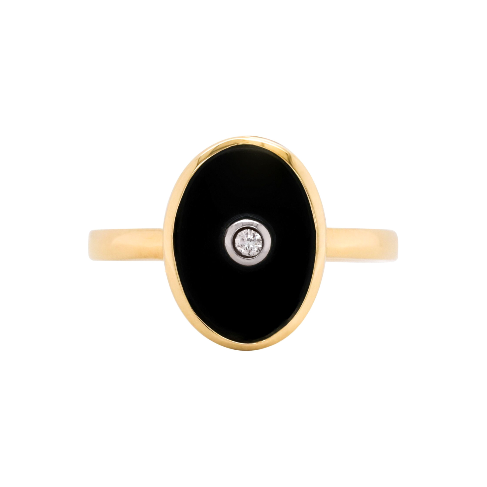 9ct Gold Onyx & Diamond Oval Ring