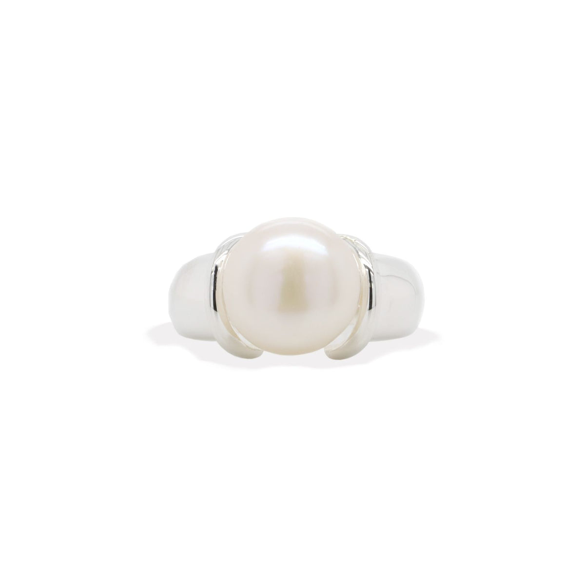 Sterling Silver Freshwater Button Pearl Ring