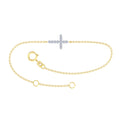 9ct Yellow Gold Delicate Bracelet With Diamond Set Cross