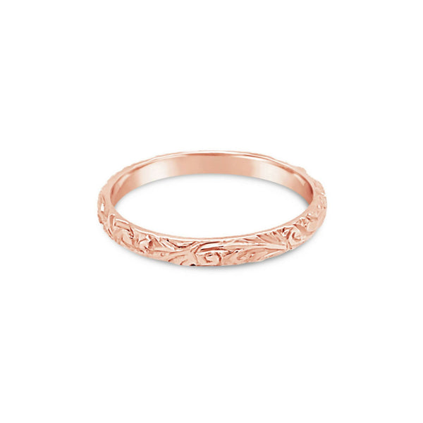 9ct Rose Gold Ladies Antique Pattern Wedding Ring