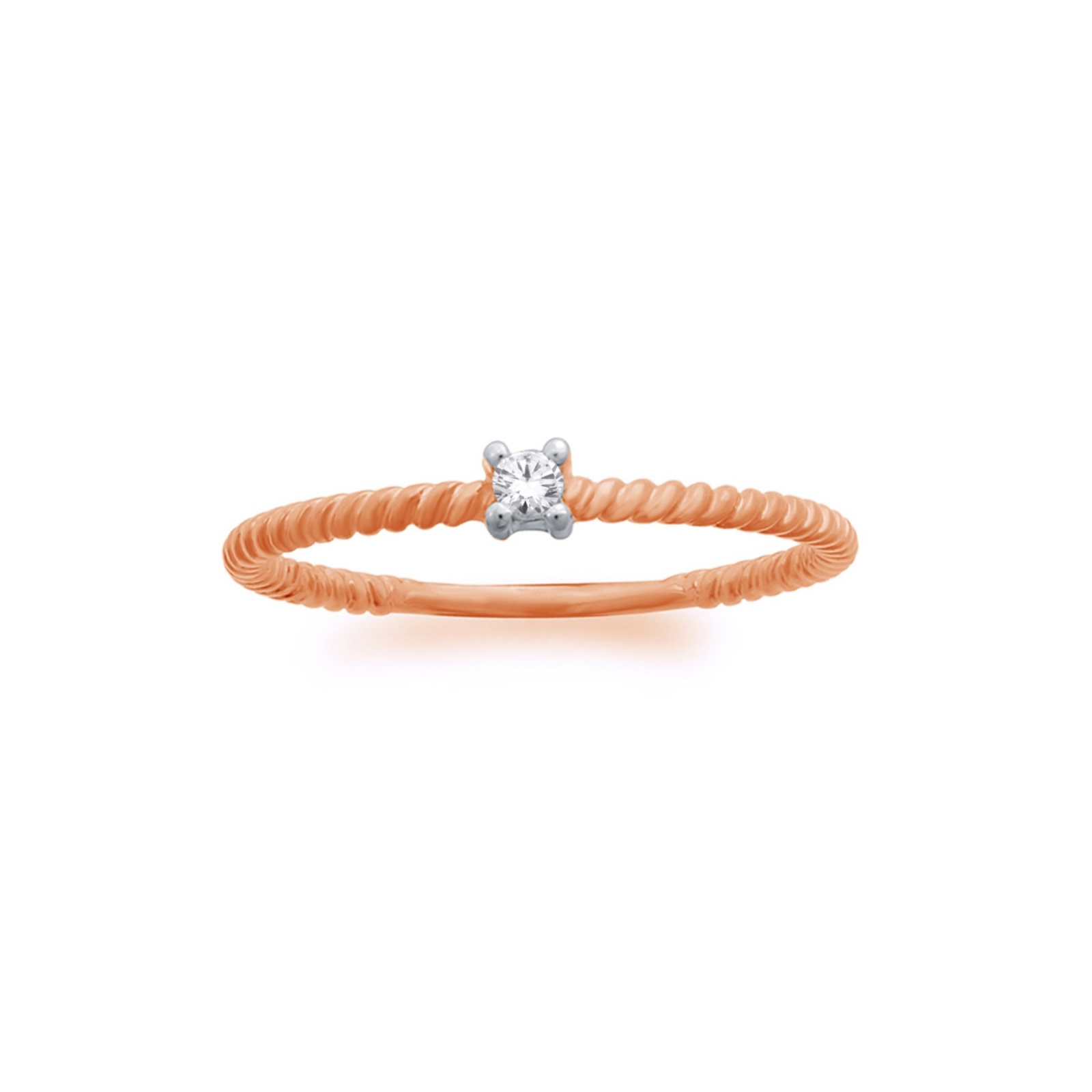10ct Rose Gold 4 Claw Diamond On Polished Twist Band