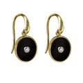 9ct Yellow Gold Onyx & Diamond Earrings