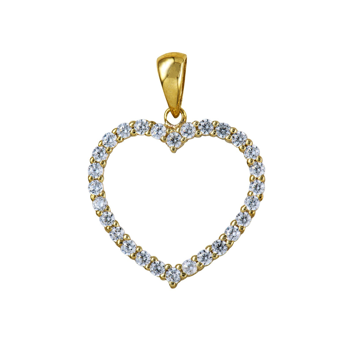 9ct Yellow Gold Open Heart Pendant With Cubic Zirconia