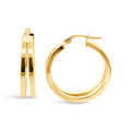 9ct Yellow Gold Medium Round Double Open Hoop Earrings
