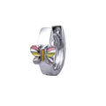 Sterling Silver Huggies With Enamel Butterfly