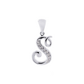Sterling Silver Script Letter S With Cubic Zirconia