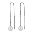 Sterling Silver Thread Earrings With Pearl