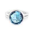 Sterling Silver Round Sky Blue Topaz Ring