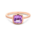 9ct Rose Gold Cushion Cut Amethyst Ring