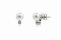 9ct White Gold Pearl And Diamond Earrings