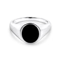 Gents Sterling Silver Oval Black Onyx Signet Ring