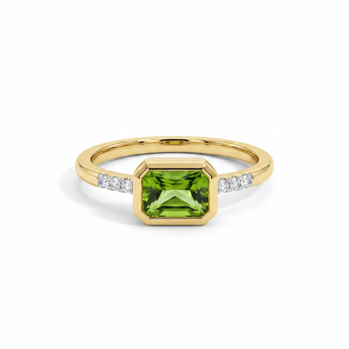 9ct Yellow Gold Peridot & Lab Grown Diamond Dress Ring