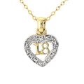 9ct Yellow Gold Diamond Set '18' Heart Pendant