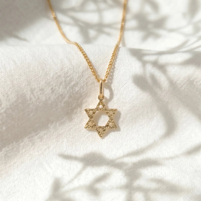 9ct Italian Yellow Gold Small Star Of David Pendant - alternate