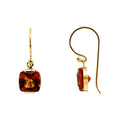 9ct Yellow Gold Cushion Cut Citrine Drop Earrings