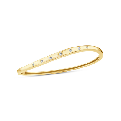 9ct Yellow Gold Lab Grown Diamond Set Hinged Bangle - alternate