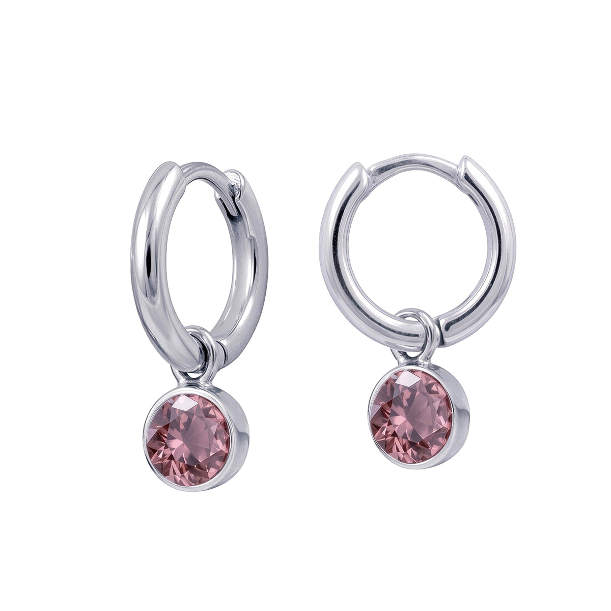 Sterling Silver Huggies With June Birthstone Drop