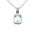 9ct White Gold Blue Topaz And Diamond Pendant