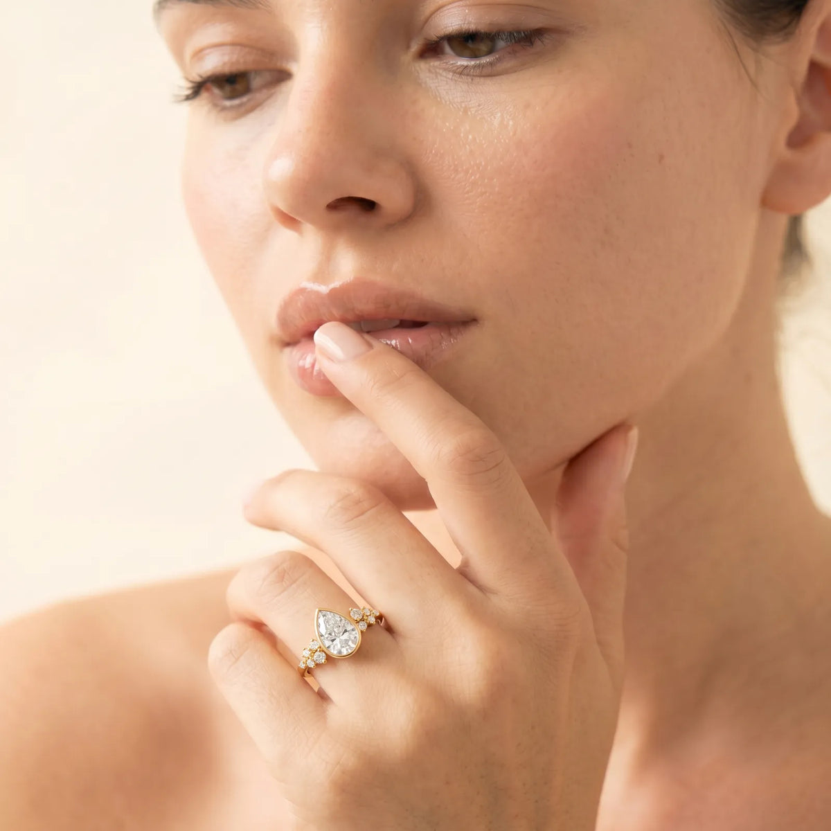 18ct Yellow Gold Pear Lab Grown Diamond Engagement Ring