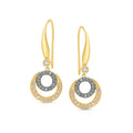 9ctTwo Tone Diamond Double Open Circle Drop Earrings