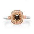 0.53ct Emerald Natural Australian Chocolate Cognac Diamond Ring