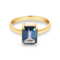 9ct Yellow Gold Emerald Cut London Blue Topaz Ring